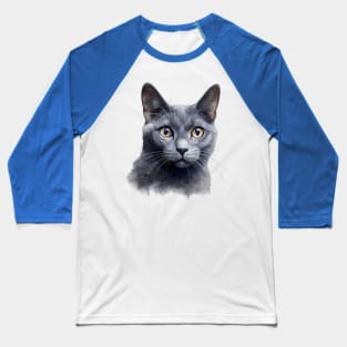 Russian Blue Cat portrait Baseball T-Shirt